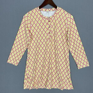 Lulu B Tunic Top Women Size Small Nylon Stretch 3/4 Sleeve Henley Resort Wear